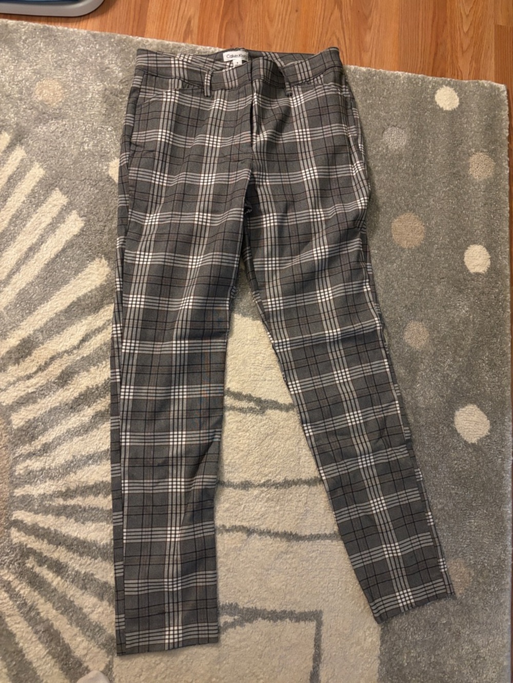Calvin Klein Gray Plaid Tailored Pants